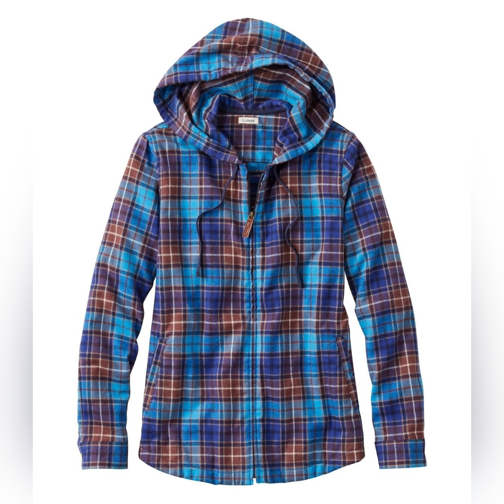 L.L.Bean Women's Scotch Plaid Flannel Zip Hoodie